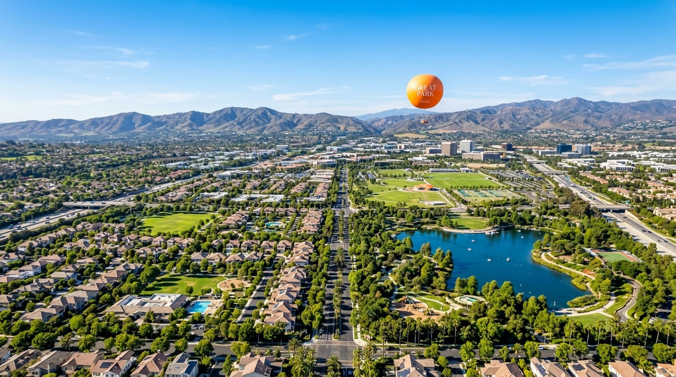Irvine California Skyline and Great Park Balloon